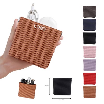 Automatic Closure Earbud Lipstick Key Data Cable Storage Bag
