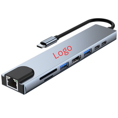 8-in-1 Aluminum USB-C Hub with 4K HDMI & Ethernet