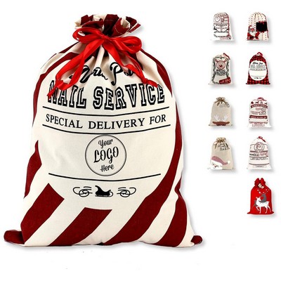 Festive Holiday Canvas Gift Bag