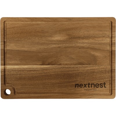 13 3/4" x 9 3/4" Acacia Cutting Board with Drip Ring and Corner Hole