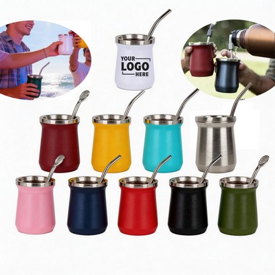Custom 8 oz Mini Insulated Tumbler with Straw