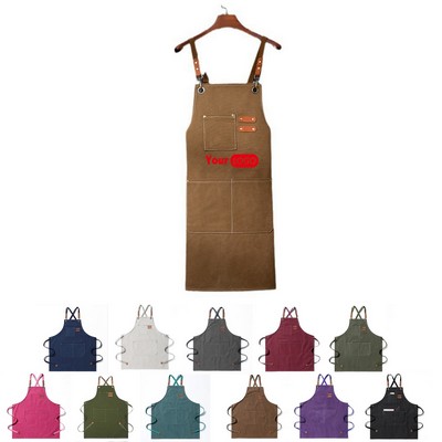 Unisex Canvas Cloth Bib Apron for Kitchen Crafting