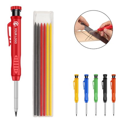 Deep Hole Solid Construction Carpenter Pencil With Sharpener And Non-Slip Grip