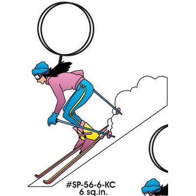 Female Skier Key Chain w/Clear Mirrored Back (6 Square Inch)