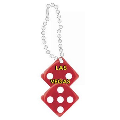 Las Vegas Dice Promotional Line Key Chain w/ Black Back (3 Square Inch)