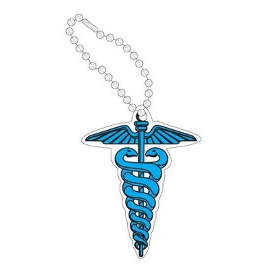 Caduceus Promotional Key Chain w/ Black Back (3 Square Inch)