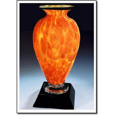 Fireblaze Mercury Art Glass Vase w/ Marble Base (6.5"x13.5")