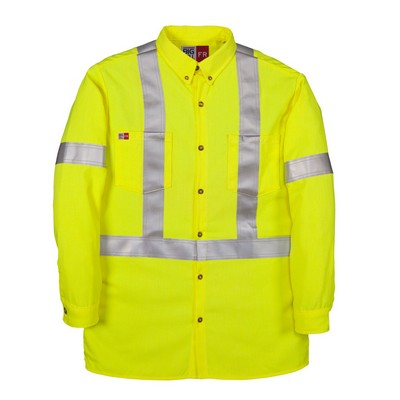 6.5 Oz. Westex® DH High Visibility Button-Down Dress Shirt w/Reflective Tape (HV Yellow)