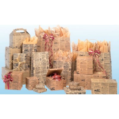 Tan Newsprint Shopping Bag (16"x6"x19")