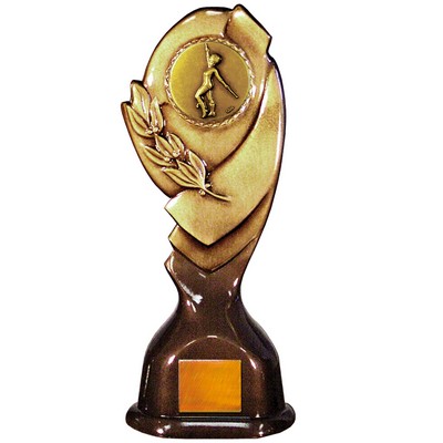 Stock Classic 12" Trophy with a 2" Baton Coin with Engraving Plate