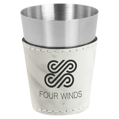 2oz. Marble Leatherette & Stainless Steel Shot Glass