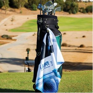 Microfiber Scrubber Golf Towel - Upper Left Hook & Grommet (Printed)