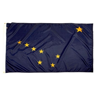 Alaska Indoor Parade Flag w/Pole Hem And Fringe (3'x5')