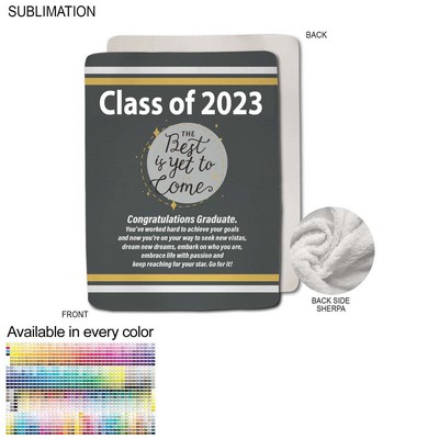 Graduation Blanket in Plush Sherpa Faux Wool Lined Micro Mink, Queen Bed Size, Sublimated (60"x80")