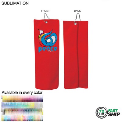 72 Hr Fast Ship - Colored Microfiber Dri-Lite Terry Golf Towel, Finished, Trifold (6"x15")