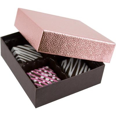 Metallic Rose Pebble & Dark Chocolate Collection Candy Box (8 1/8"x5 1/4"x1 1/8")