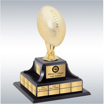 Gold Football Trophy w/Perpetual Base (14'' x 14'' x 17'')