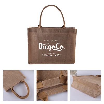 Jute Shopping Tote Bag with Handle