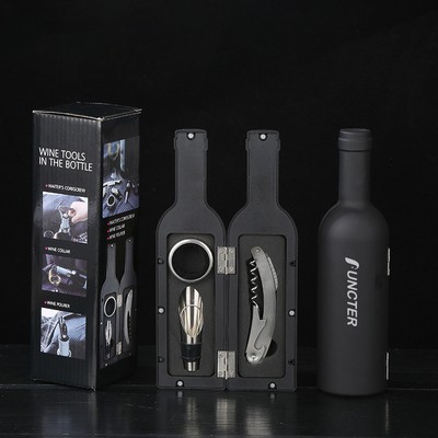 Regular Wine Opener Set In Bottle Shape Colorful Box-3 Piece