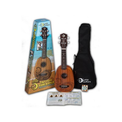 Luna Tattoo Pineapple Mahogany Soprano Ukulele w/Gigbag