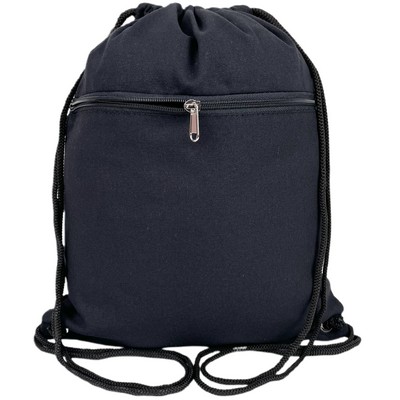 Blank Travel 7 oz Canvas Drawstring Bag | Sports Gym Hiking Event Cinch Black (14x17)