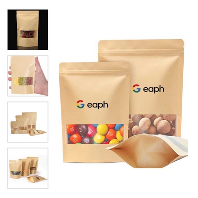 Resealable Kraft Paper Bag Food Storage W/ Clear Window