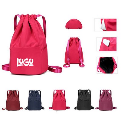 Drawstring Multi-Pocket Backpack