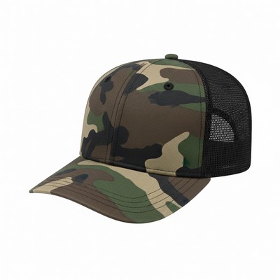 Olive Camouflage Nylon Mesh Snapback Prostyle Cap