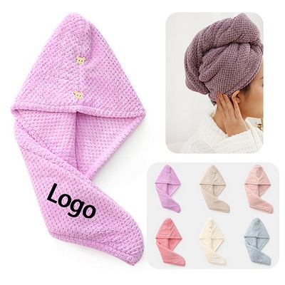 Extra Thick Pineapple Grid Hair Turban Quick Dry Wrap
