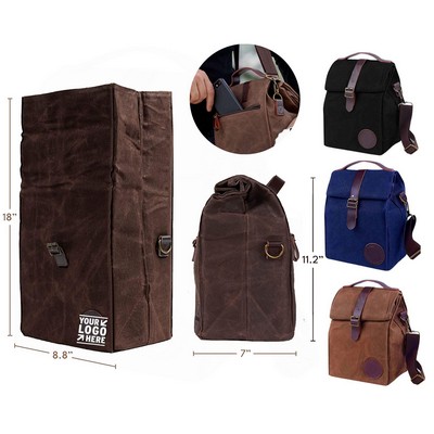 10L Canvas Insulated Picnic Cooler Bag with Shoulder Strap