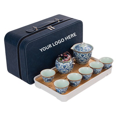 Lotus Porcelain Travel Tea Set With Tray