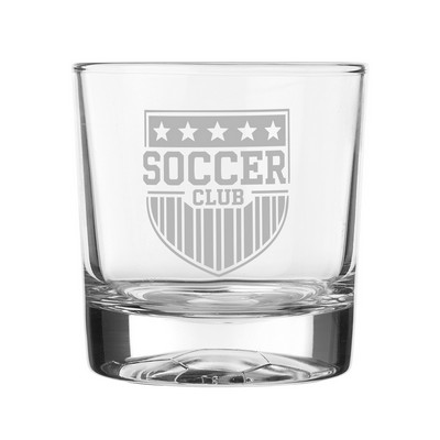 11 oz. Soccer Bottomed Whiskey Glass (Engraved Imprint)